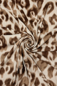 Leopard Print Wool Frayed Scarf