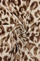 Leopard Print Wool Frayed Scarf