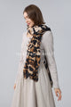 Animal Print Frayed Wool Scarf
