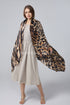 Animal Print Frayed Wool Scarf