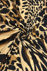 Animal Print Frayed Wool Scarf