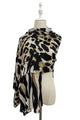 Animal Print Frayed Wool Scarf