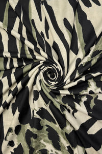 Animal Print Frayed Wool Scarf