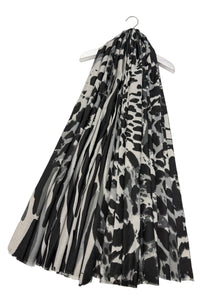 Animal Print Frayed Wool Scarf