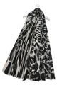 Animal Print Frayed Wool Scarf
