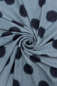 Bold Polka Dot Print Wool Frayed Scarf