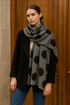 Bold Polka Dot Print Wool Frayed Scarf