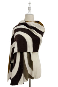 Art Deco Print Wool Frayed Scarf