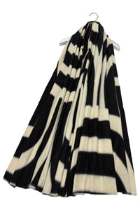 Art Deco Print Wool Frayed Scarf