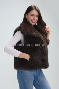 Oversized Lapel Faux Fur Gilet