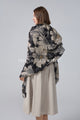 Gold Foiled Botanical Flower Print Frayed Scarf