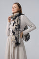 Gold Foiled Botanical Flower Print Frayed Scarf