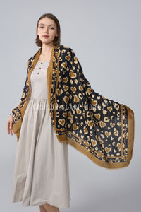 Leopard Print Heart Foiled Frayed Scarf