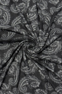 Intricate Paisley Print Wool Frayed Scarf