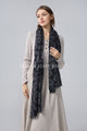 Intricate Paisley Print Wool Frayed Scarf
