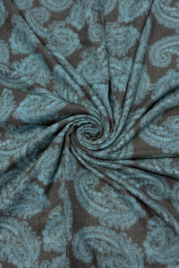 Intricate Paisley Print Wool Frayed Scarf