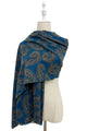 Intricate Paisley Print Wool Frayed Scarf