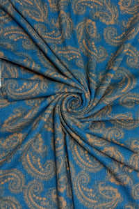 Intricate Paisley Print Wool Frayed Scarf