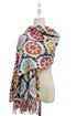 Boho Medallion Print Wool Tassel Scarf