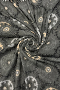 Boho Medallion Print Wool Tassel Scarf