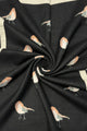 Robin Bird Print Wool Frayed Scarf