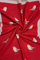 Robin Bird Print Wool Frayed Scarf
