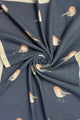Robin Bird Print Wool Frayed Scarf