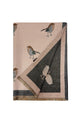 Robin Bird Print Wool Frayed Scarf