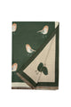 Robin Bird Print Wool Frayed Scarf