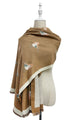 Robin Bird Print Wool Frayed Scarf