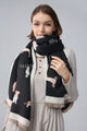 Mixed Dog Print Wool Frayed Scarf