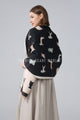 Mixed Dog Print Wool Frayed Scarf