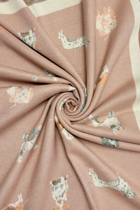 Mixed Dog Print Wool Frayed Scarf