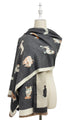 Mixed Dog Print Wool Frayed Scarf