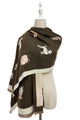 Mixed Dog Print Wool Frayed Scarf