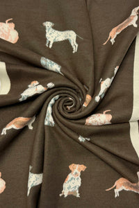 Mixed Dog Print Wool Frayed Scarf
