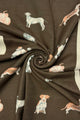 Mixed Dog Print Wool Frayed Scarf