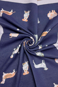 Mixed Dog Print Wool Frayed Scarf