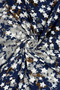 Star Print Distressed Frayed Scarf