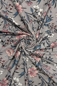 Pretty Camellia Floral Print Frayed Scarf