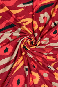 Abstract Animal Print Frayed Scarf
