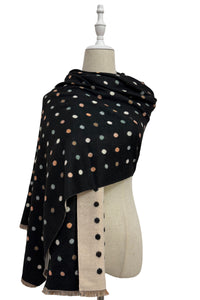 Mini Polka Dot Reversible Wool Frayed Scarf