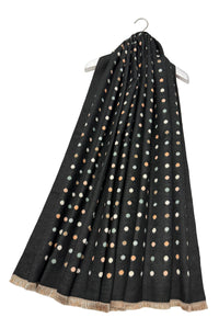 Mini Polka Dot Reversible Wool Frayed Scarf