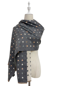 Mini Polka Dot Reversible Wool Frayed Scarf