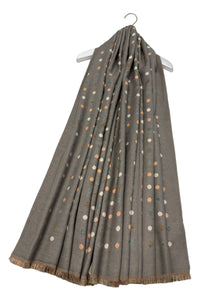 Mini Polka Dot Reversible Wool Frayed Scarf