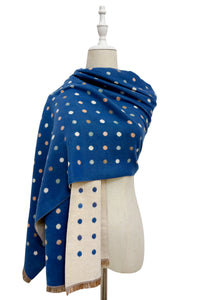 Mini Polka Dot Reversible Wool Frayed Scarf