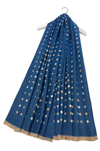 Mini Polka Dot Reversible Wool Frayed Scarf