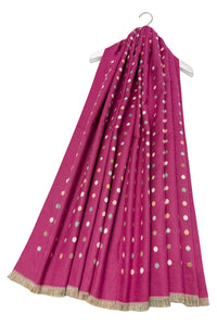 Mini Polka Dot Reversible Wool Frayed Scarf