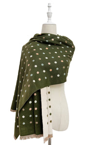 Mini Polka Dot Reversible Wool Frayed Scarf