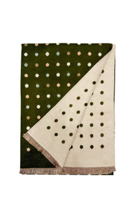 Mini Polka Dot Reversible Wool Frayed Scarf
